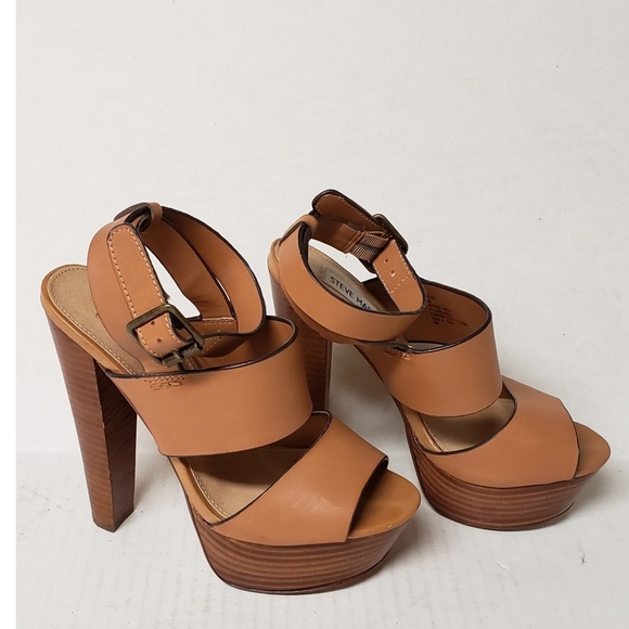 Steve Madden Shoes - Steve Madden Tan Leather Strappy Platform Heels